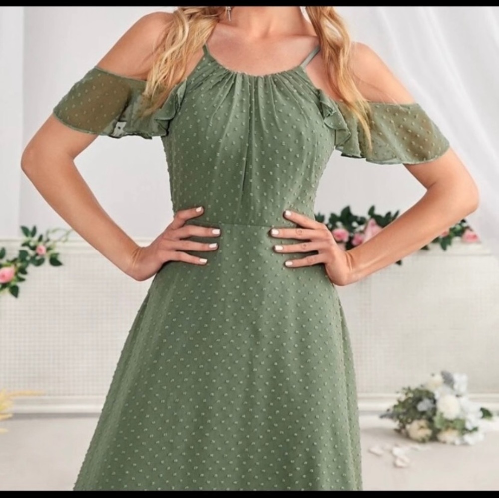Shein Cold Shoulder Chiffon Maxi Dress